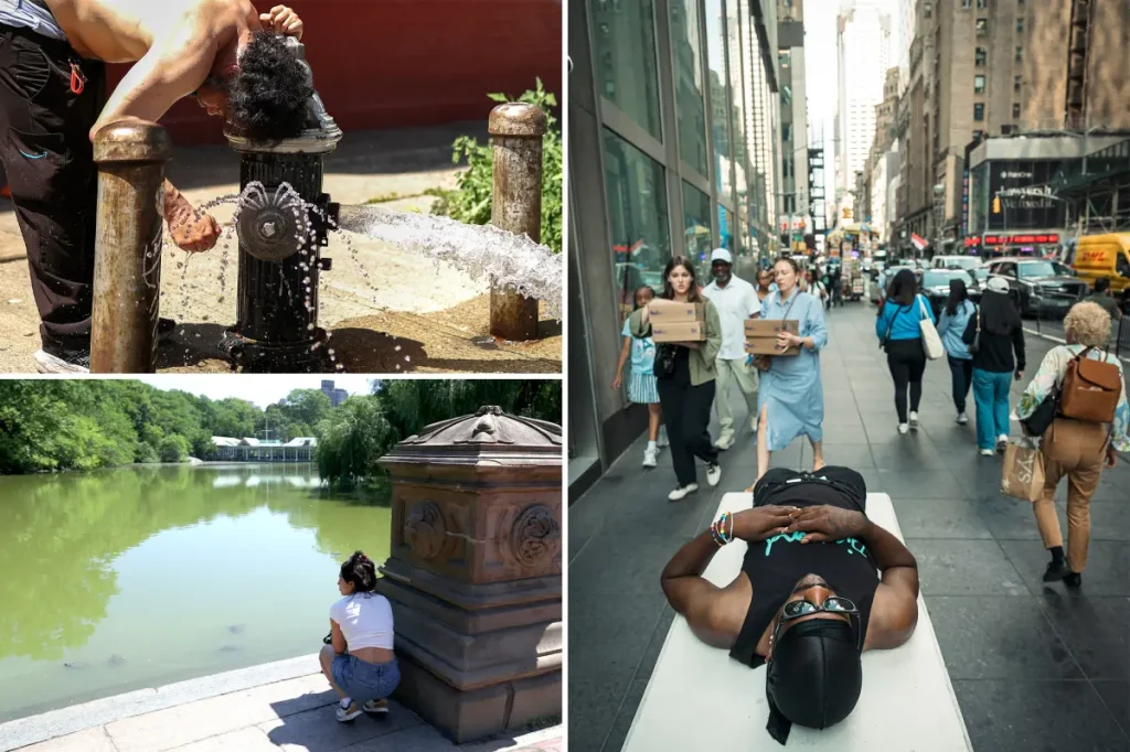 Central Park reaches 100 degrees for the first time in more than ten years during a severe heatwave.