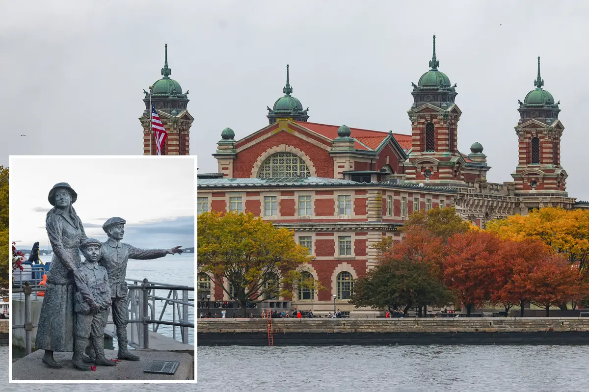 Descendants of the first immigrant at Ellis Island commemorate the American Dream