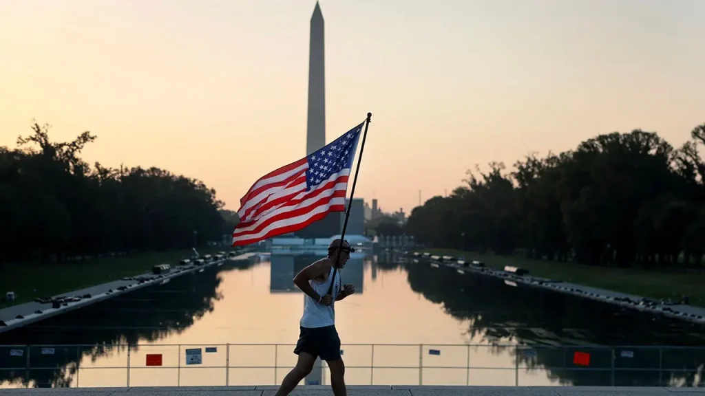Doug Burgum says vandals damaged the liner of the Lincoln Memorial Reflecting Pool