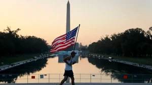 Doug Burgum says vandals damaged the liner of the Lincoln Memorial Reflecting Pool
