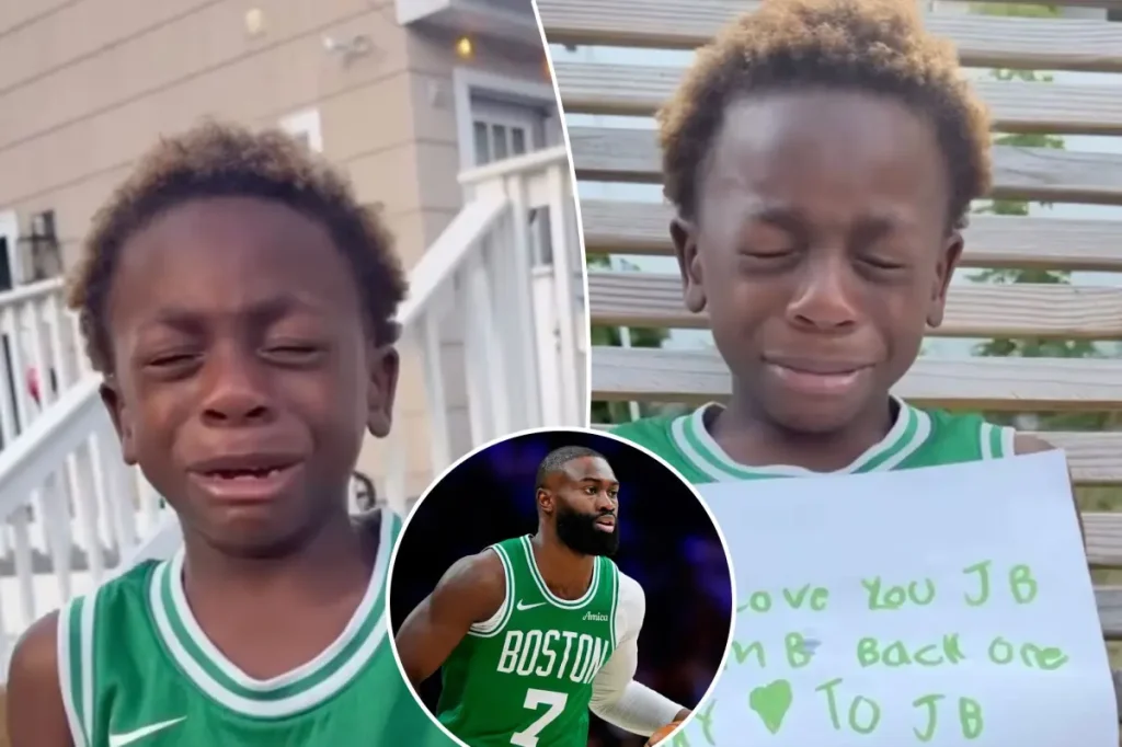 Jaylen Brown reassures tearful 6-year-old superfan following trade