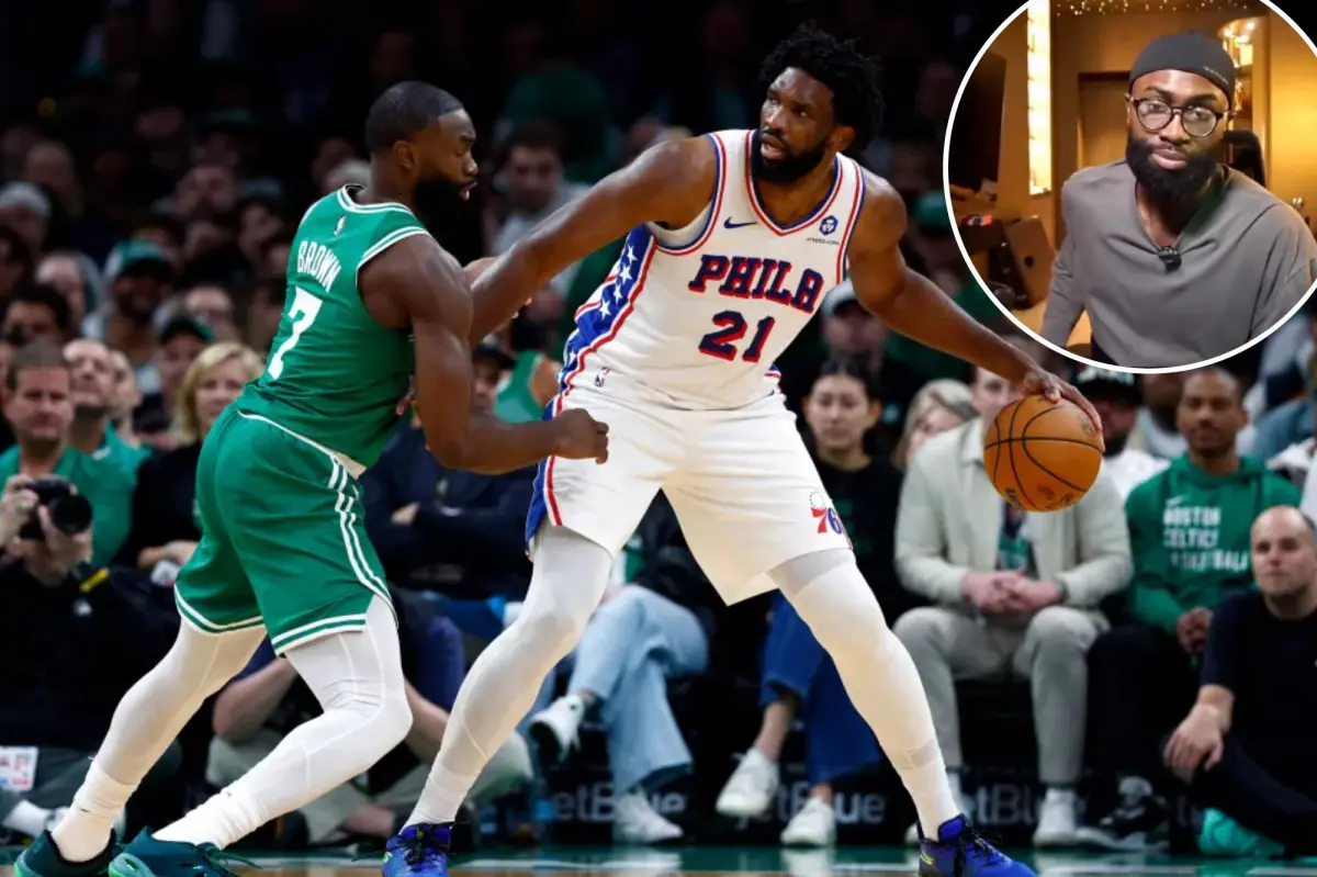 Jaylen Brown's remarks about Joel Embiid's flopping come up again after the trade