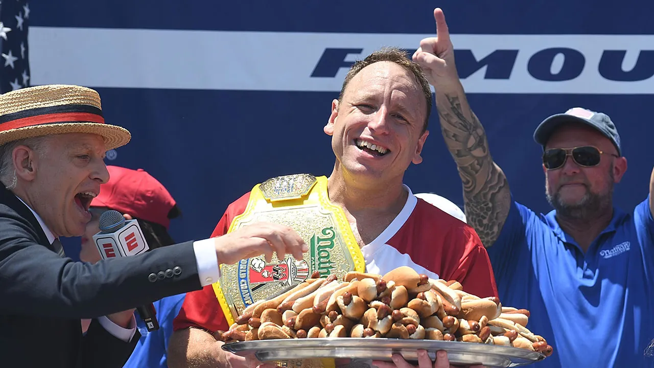 Joey Chestnut claims his 18th victory at the Nathan’s Hot Dog Eating Contest.