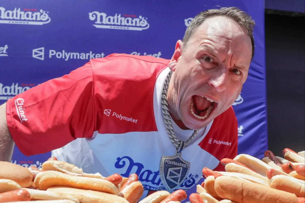 Joey Chestnut triumphs at the July 4th Nathan's Hot Dog Eating Competition