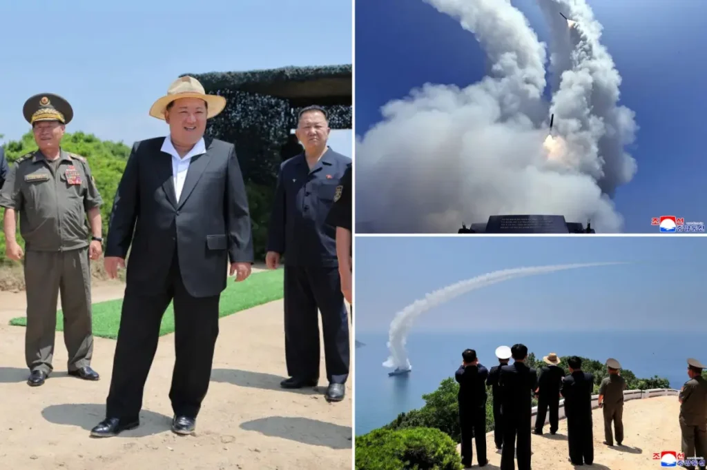 Kim Jong Un spotted watching weapon tests from a new North Korean naval destroyer