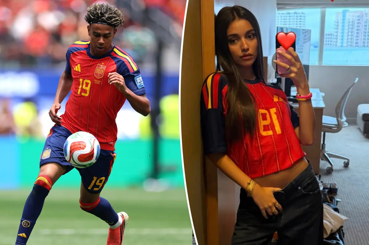 Lamine Yamal's girlfriend Ines Garcia sports a Spain jersey for the Austria World Cup match.