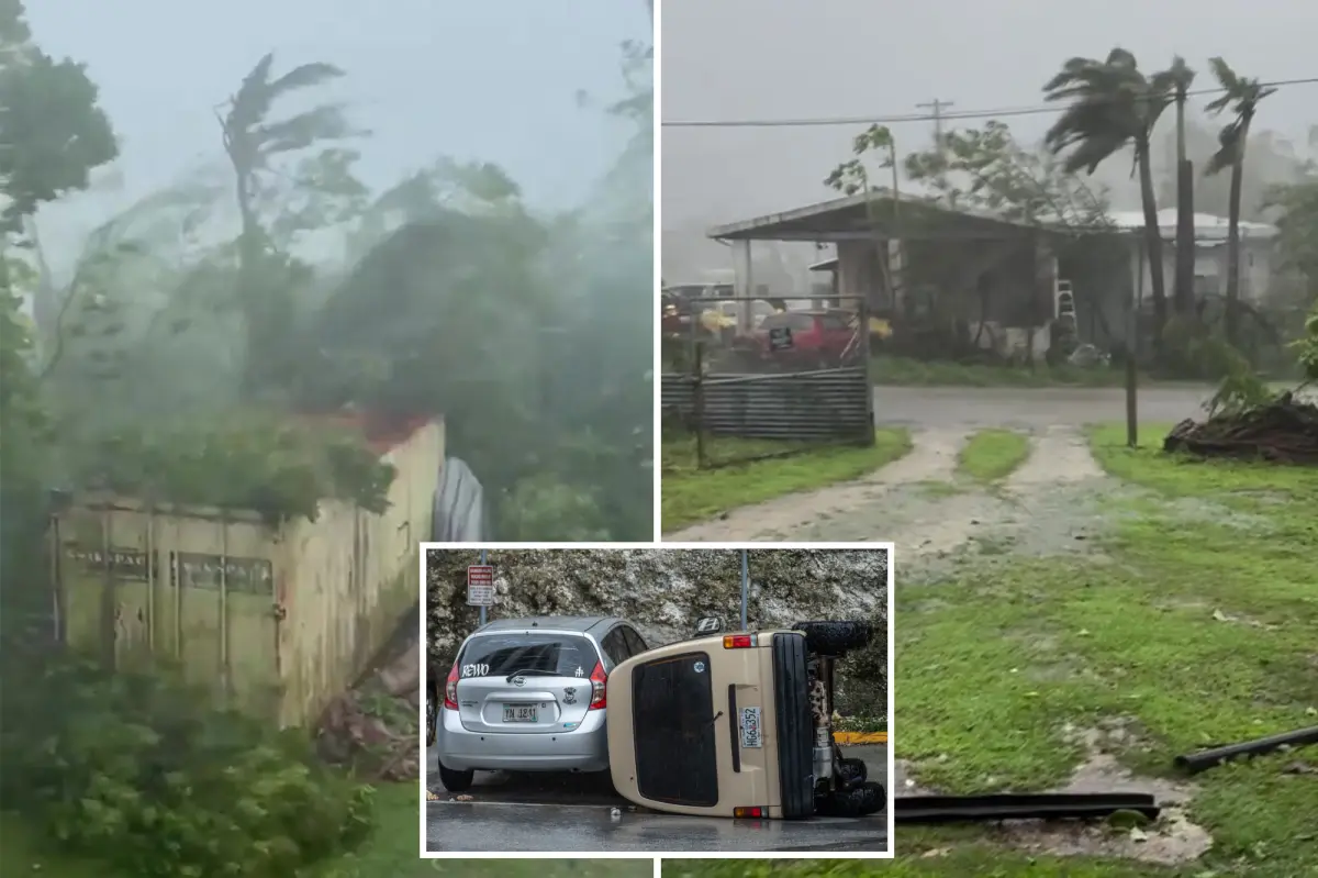 Massive typhoon hits American islands in the Pacific with destructive winds leading to severe damage