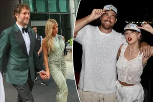 Matt Stafford's wife modeled the wedding dress worn by Taylor Swift for Travis Kelce.
