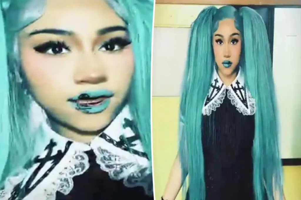 North West reveals blue lips and black teeth with a zombie-themed look