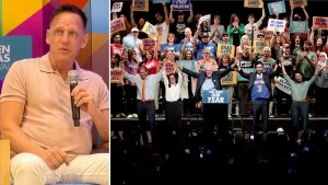 Peter Thiel cautions about a potential Democratic socialist takeover at Aspen Ideas.