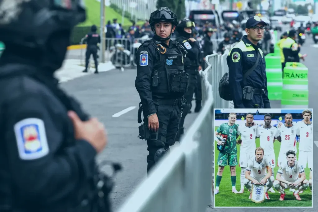 Security in place for England's hotel in Mexico ahead of the match