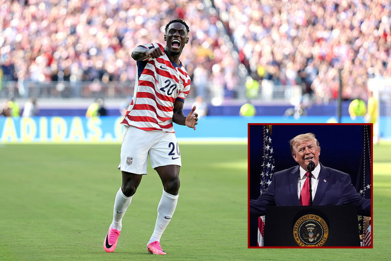 Trump commends FIFA for lifting the suspension of a U.S. soccer player before an important World Cup game.