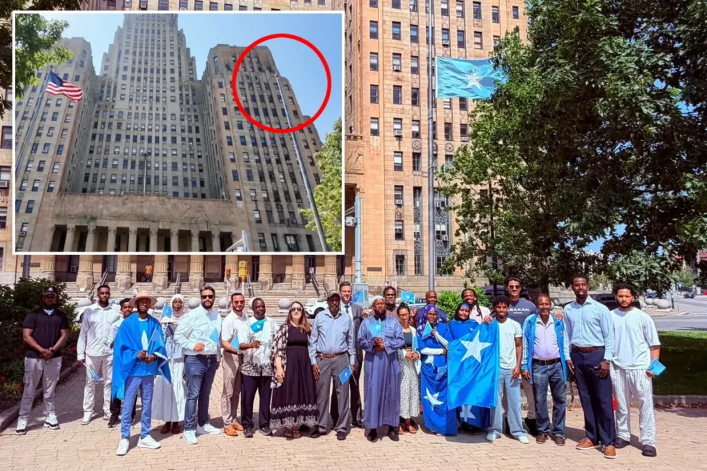 Vandals in Buffalo take down Somali flag from City Hall pole just days after the mayor called off the Fourth of July fireworks.