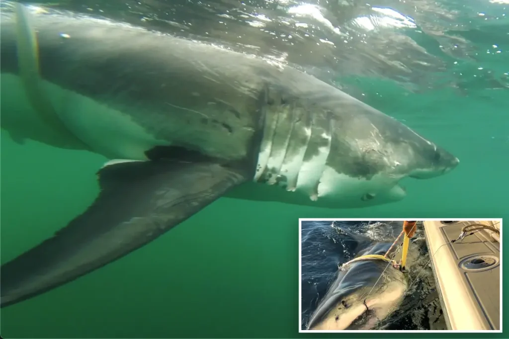 A 12-foot great white shark named 'Ernst' is being monitored near Montauk, and the largest in the Atlantic may be following her.