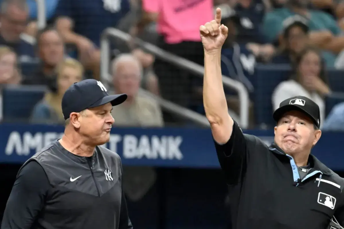 Aaron Boone and Brad Ausmus are thrown out during a review controversy