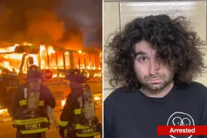 Arsonist taken into custody for setting school bus on fire in Times Square amid Knicks NBA Finals excitement