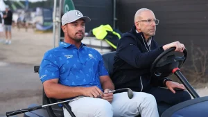 Bryson DeChambeau loses his temper with officials before receiving a two-stroke penalty at the Open Championship