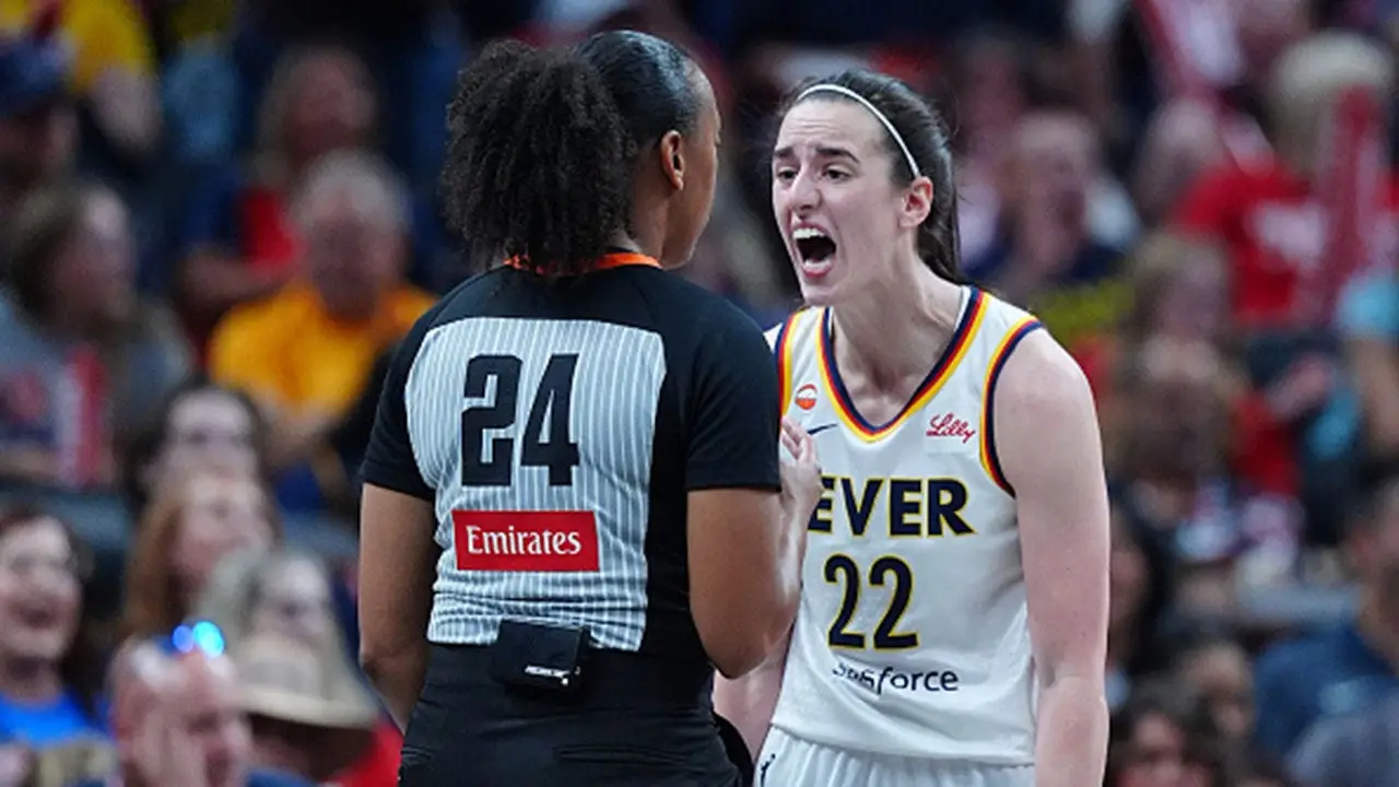 Caitlin Clark uses strong language towards an official while contending that Fever players weren't receiving the same calls as Valkyries.
