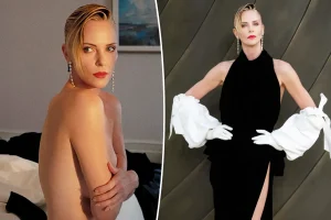 Charlize Theron showcases only diamonds in a sultry photo before the 'The Odyssey' premiere.