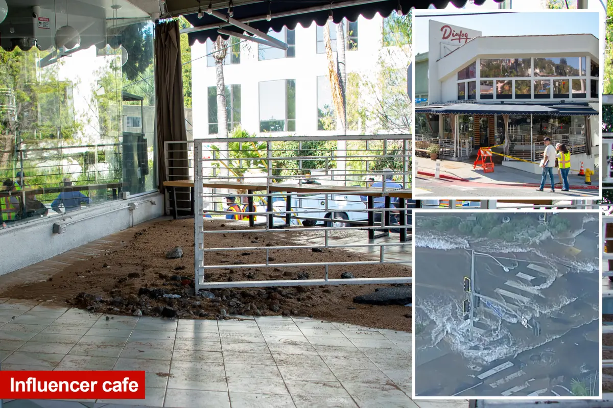 Dialog Cafe experiences major damage from a water main break in West Hollywood
