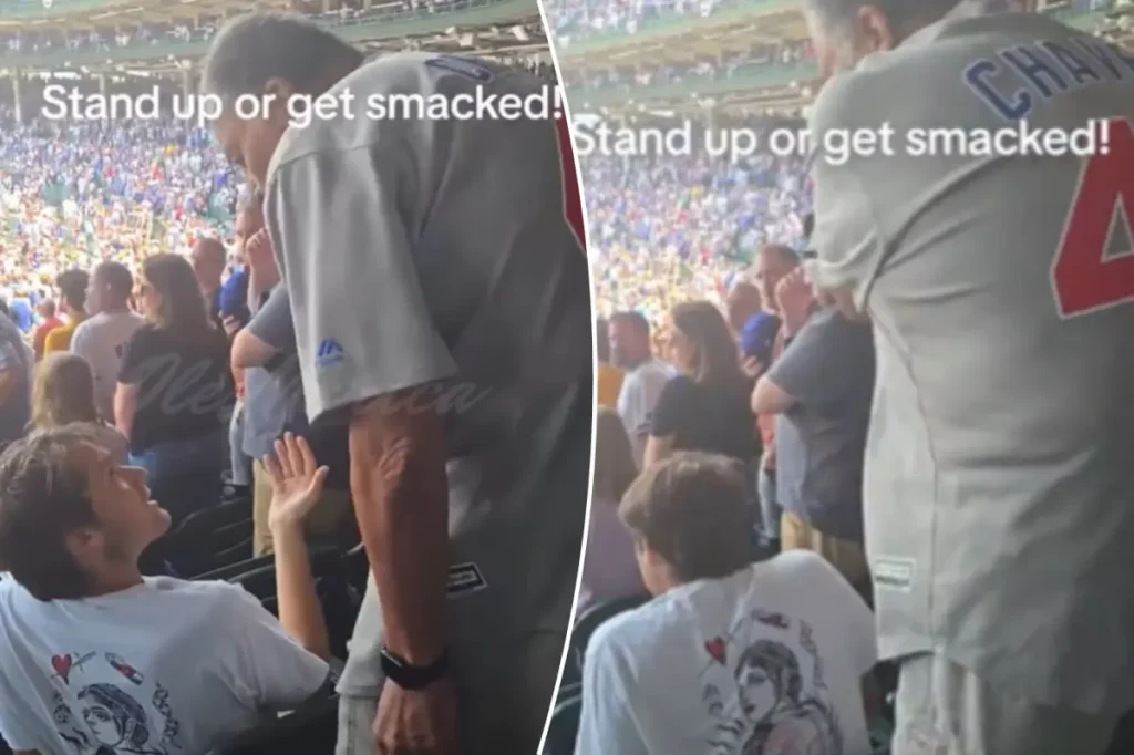 Elderly man hits fan at Cubs game for not rising during national anthem