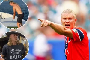 Erling Haaland embraces American culture by enjoying Ella Langley’s music while golfing from a boat.