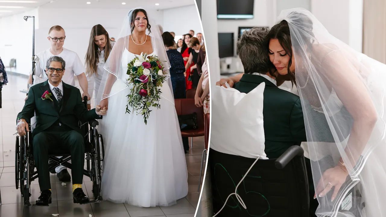Father takes daughter down the aisle shortly after heart surgery