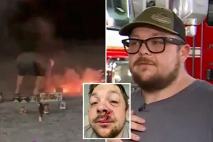 Father who is a firefighter hit by lightning in Alabama one year after a firework injured him