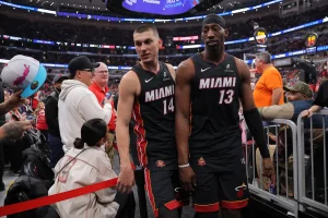 Former Heat teammates Bam Adebayo and Tyler Herro have a confrontation in Las Vegas