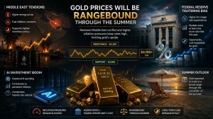 Gold prices are expected to stay within a certain range during the summer.