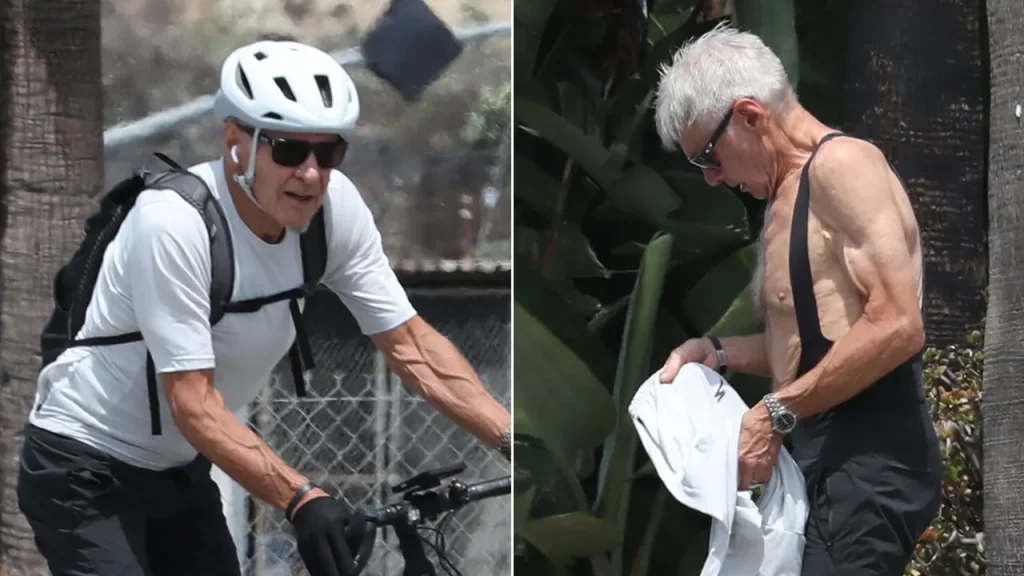 Harrison Ford displays remarkable fitness at 83 while riding a bike alone