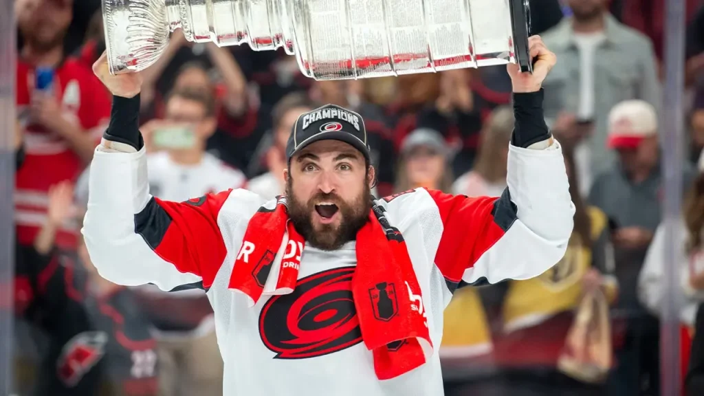 Hurricanes player William Carrier fills the Stanley Cup with a delicacy from Quebec.