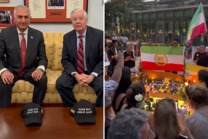 Iranians in London organize a candlelight vigil for Lindsey Graham outside the US Embassy