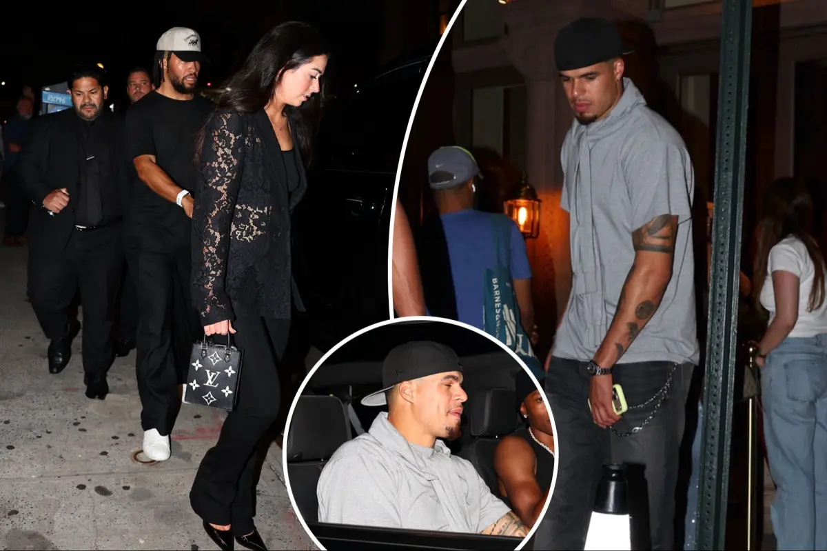 Jalen Brunson and his wife enter a NYC club while Michael Porter Jr. of the Nets is stopped by security.