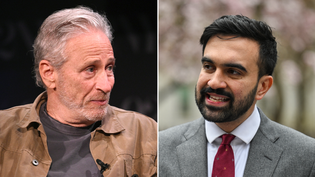 Jon Stewart questions Mamdani about his differences with Democratic socialists.