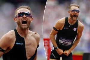Josh Kerr marked his achievement of breaking a 27-year-old record for the fastest mile by enjoying his first beer in months.