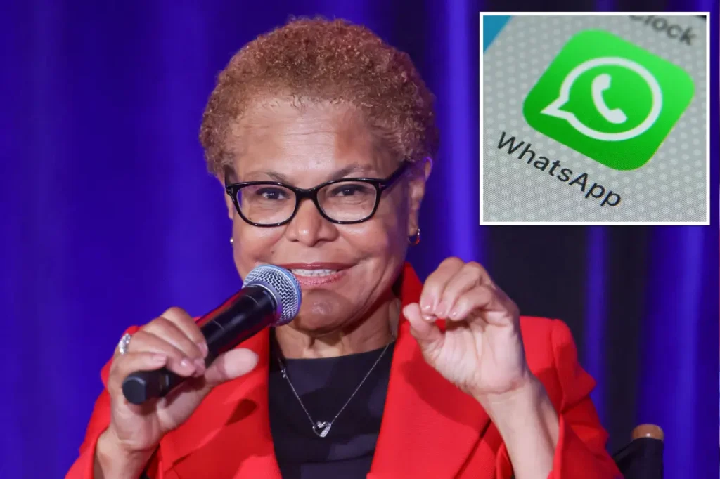 Karen Bass' office is said to use disappearing messages on Whatsapp despite public records regulations.