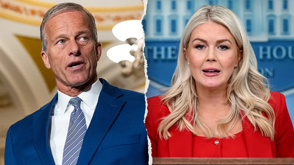 Karoline Leavitt believes Trump's patience with Thune is running out.