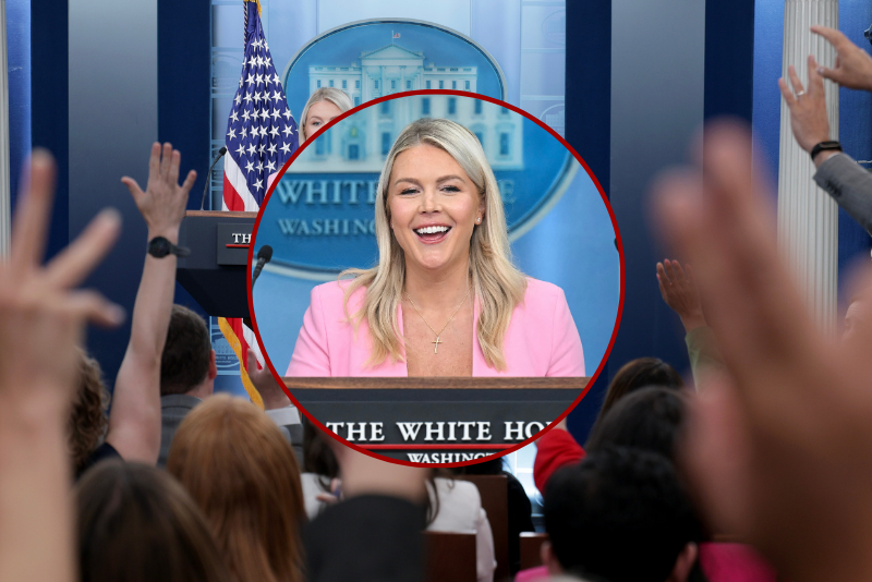 Leavitt is back in the Press Briefing Room for her first complete briefing after maternity leave.