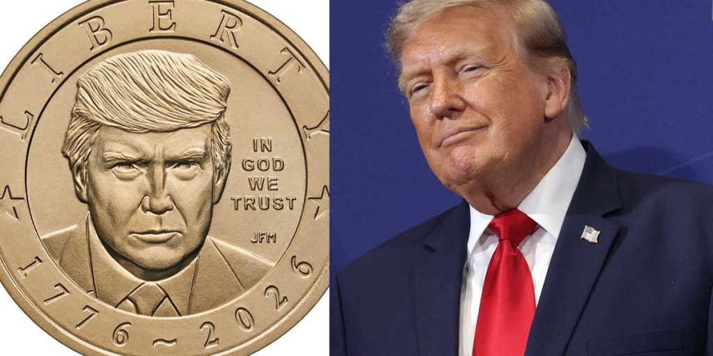 Liberals react strongly after the Treasury reveals a $1 gold coin featuring Trump's image for the 250th anniversary.