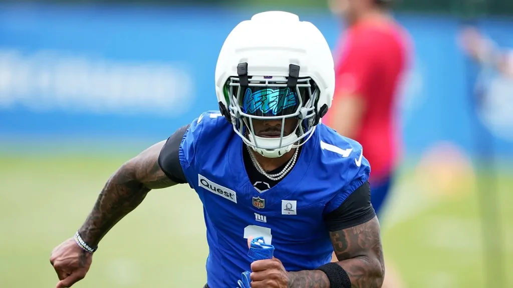 Malik Nabers is back to practicing after surgery for his ACL and meniscus tears.