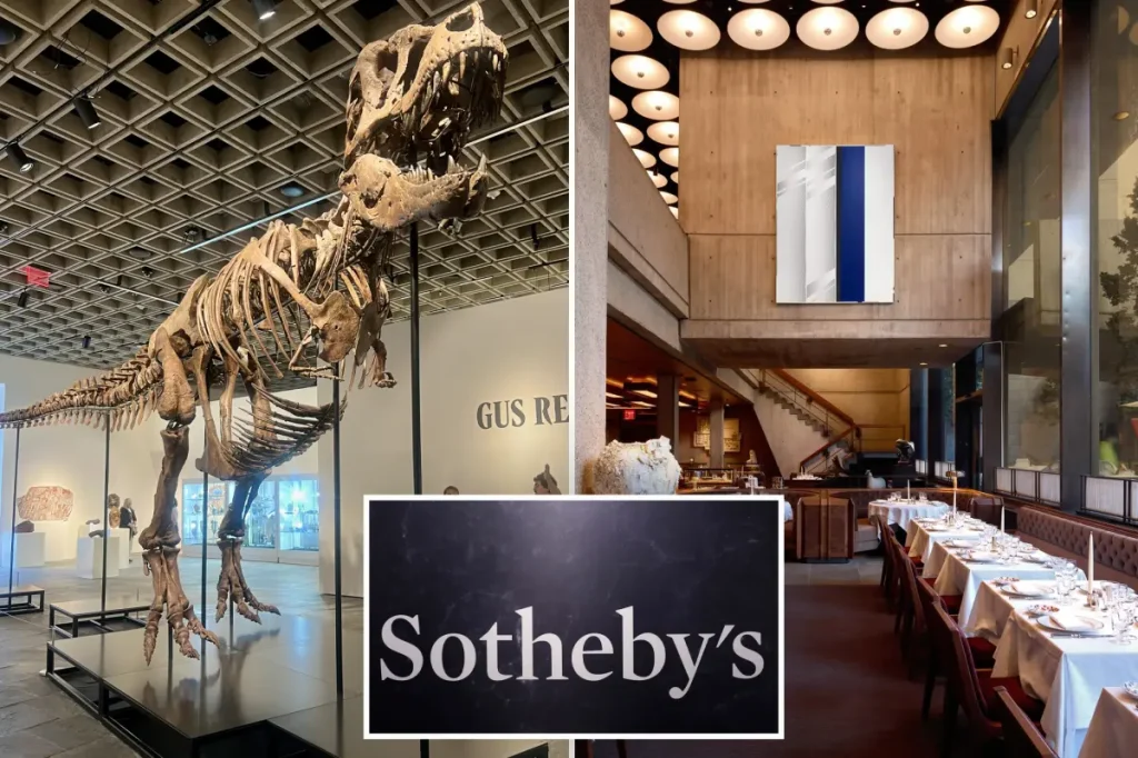 Marcel, the stylish restaurant at Sotheby’s, showcases a T. rex tooth and serves delicious food.