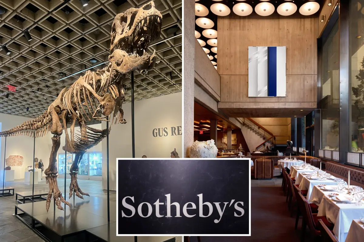 Marcel, the stylish restaurant at Sotheby’s, showcases a T. rex tooth and serves delicious food.