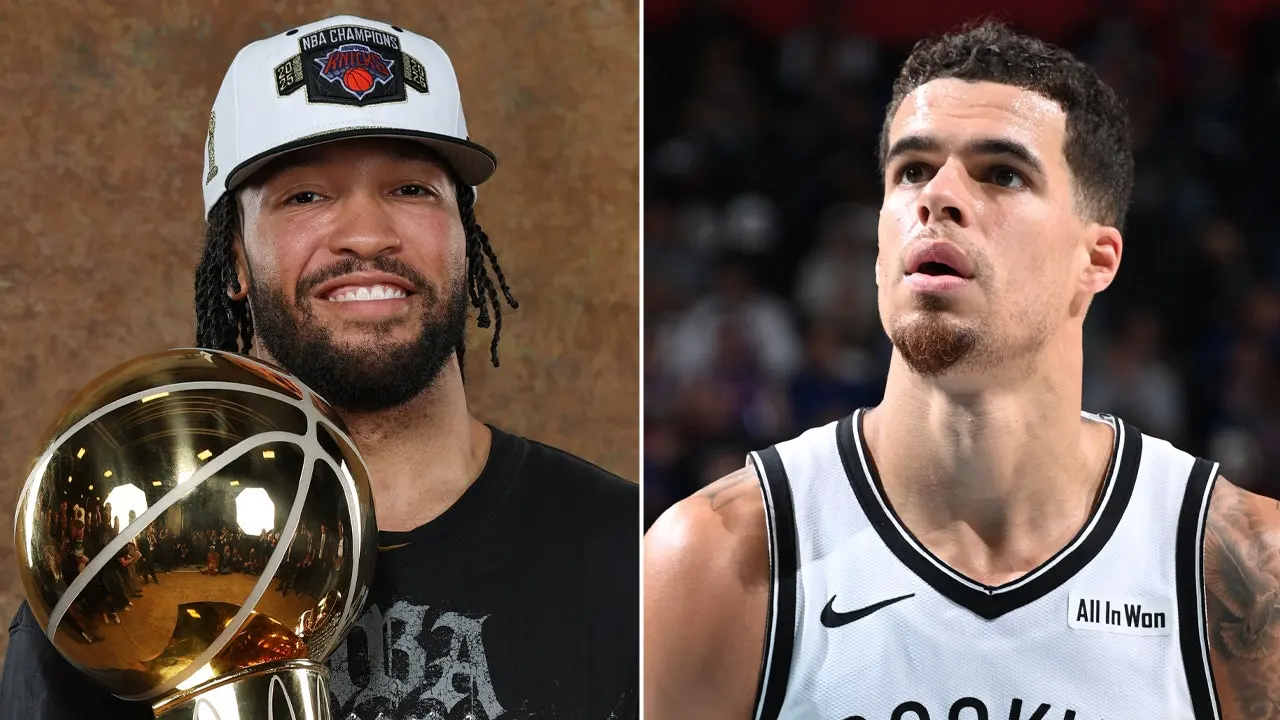 Michael Porter Jr. stands by the guest list as Brunson from the Knicks arrives.