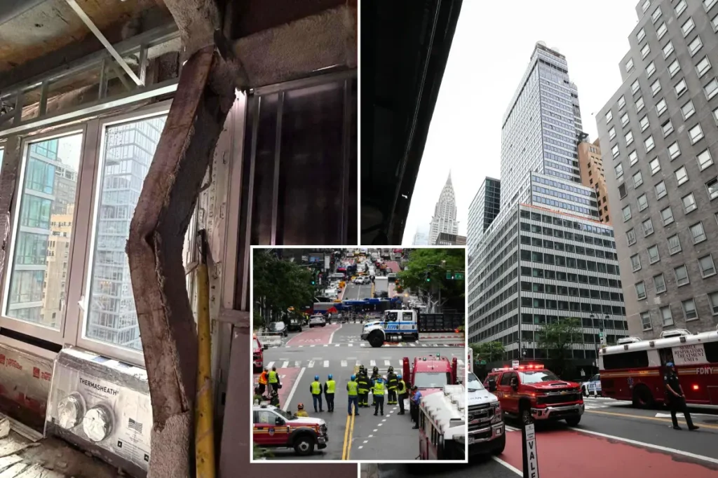 Midtown NYC building is tilting and at risk of partial collapse, authorities say