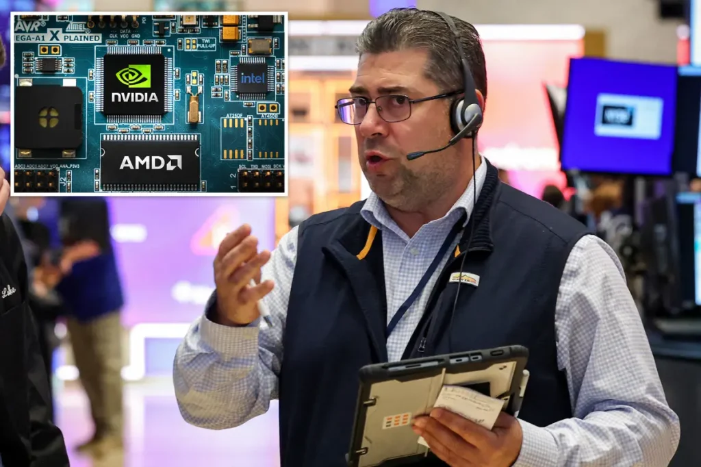 Nasdaq falls as chipmaker decline worsens amid rising worries over AI hype and competition from China