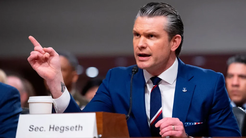 Pete Hegseth criticizes Democrats during a hearing on leadership regarding the Iran war