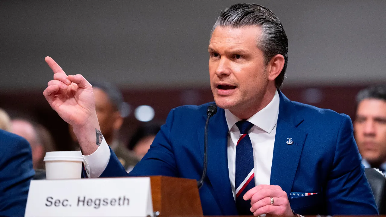 Pete Hegseth criticizes Democrats during a hearing on leadership regarding the Iran war