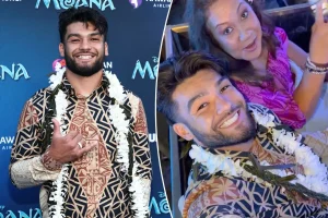Puka Nacua meets The Rock at the Moana premiere