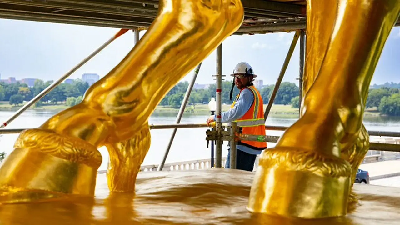 Sculptures of the Arts of War unveiled as scaffolding taken down at the Lincoln Memorial